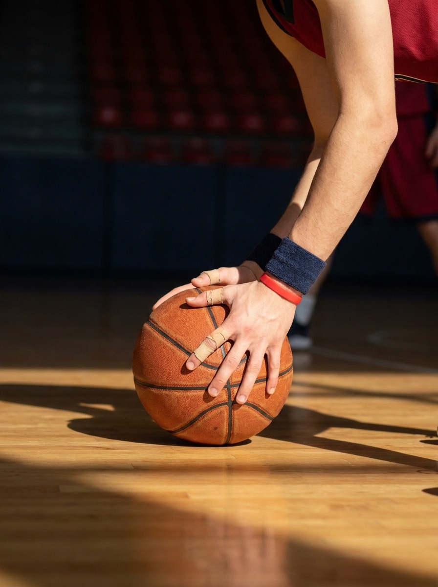 Ball in hands on the court